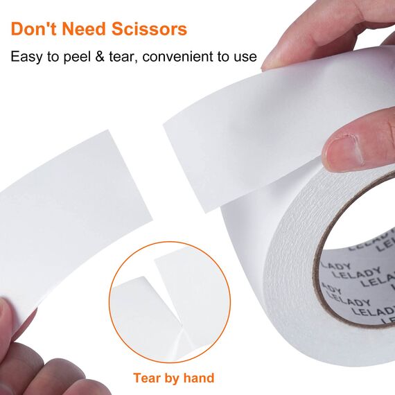 LELADY Doppelseitiges Klebeband 50.8mm x 1 Rollen, 36.5m pro Rollen, Beidseitiges Klebeband Set, Starke Klebeband, Mehrzweck-Klebeband doppelseitig für Büro/Handwerk/Nähen/DIY