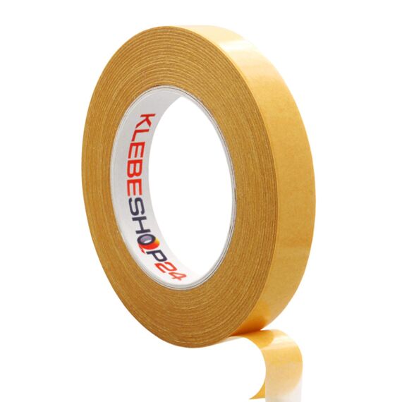 KLEBESHOP24 KLEBEBAND DOPPELSEITIG | Handreißbar | Breite wählbar | 10/50 m | Stark klebend | Universalklebeband | Doppelklebeband für Papier, Metall, Kunststoff, Pappe, Holz etc. / 19 mm x 50 m