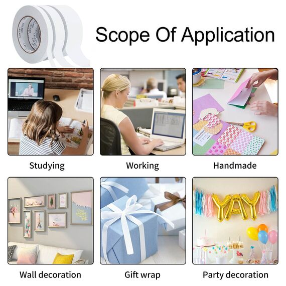 LELADY Doppelseitiges Klebeband 50.8mm x 1 Rollen, 36.5m pro Rollen, Beidseitiges Klebeband Set, Starke Klebeband, Mehrzweck-Klebeband doppelseitig für Büro/Handwerk/Nähen/DIY