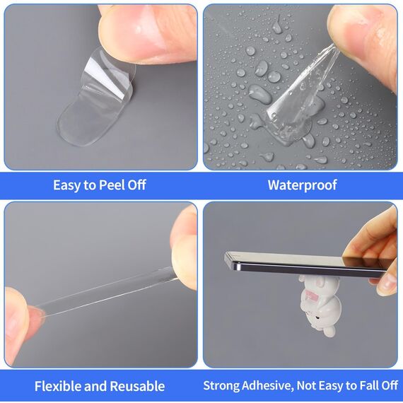 JANYUN 280 Stück Montagekitt, doppelseitige Klebepunkte, entfernbarer Posterkitt, transparenter Klebestift zum Aufhängen von Bildern an der Wand, spurlose Klebemasse, Heimbüro-Dekoration (13 x 8 mm)