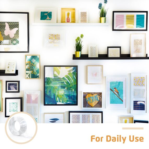 3 Meter Doppelseitiges Klebeband Extra Stark, Transparentes Nano Klebeband Doppelseitige Breite 3cm, iederverwendbares, Ablösbar Spurloses Klebeband für Teppich Fotorahmen Home Office Küche