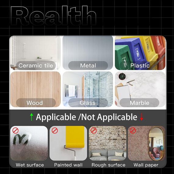 Realth Doppelseitiges Nano Klebeband/Starkes Montageband | Transparent | Spurlos | Waschbar | Keine Rückstände | für Zuhause Büro Geschäft Deko-Karte Poster Fotowand(NT30) | 30mm x 5m