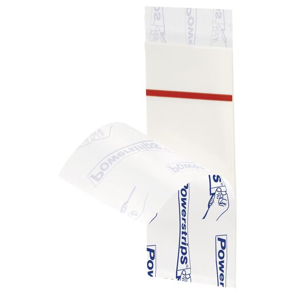 tesa Powerstrips Klein, selbstklebende Streifen – doppelseitige Streifen geeignet für flache und glatte Oberflächen – hält Objekte bis 1 kg – 14 Stück Powerstrips