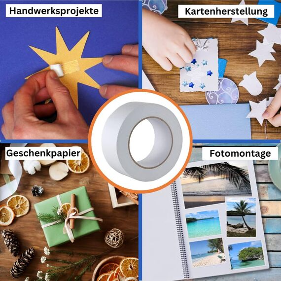 GOCABLETIES Doppelseitiges Klebeband Transparent, 12 mm x 33 m, Starkes Klebeband für Basteln, Dekorieren, 1 Rolle