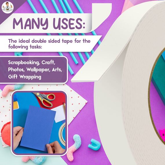 DIY Doctor Doppelseitiges Klebeband - Doppelseitiges Klebeband - Bastelband - 3 durchsichtige Rollen 28m lang (6,3mm, 12,6mm & 24,5mm Breite)