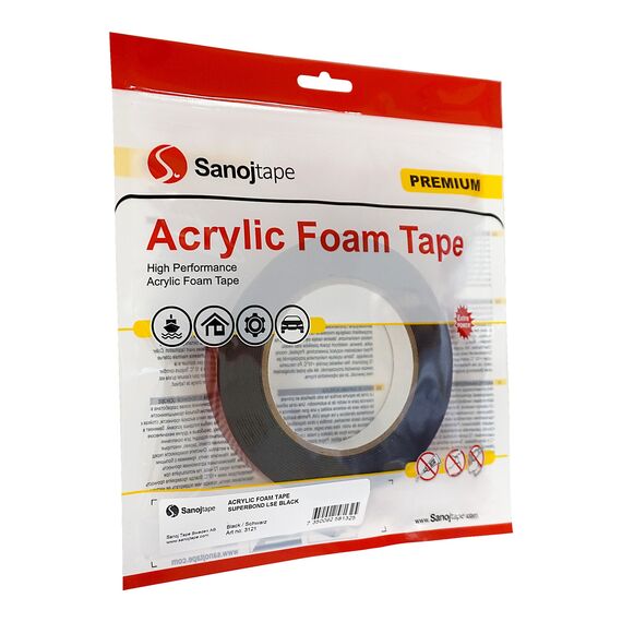 Sanojtape SuperBond – Doppelseitiges Hochleistungs-Klebeband für Schwierige Oberflächen (LSE) – 10m x 19mm x 1,1mm Acrylschaum