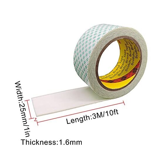 3M Doppelseitiges Schaumstoff Klebeband 25mm x 300cm 1 Rollen Weiß Doppelt Beschichtetes Urethan Polyurethan Band für Kleben Anbringen Montieren Innenbeschilderung Namensschilder