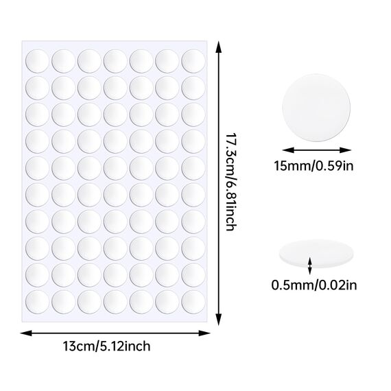 JANYUN 140 Stück doppelseitige Klebepunkte, entfernbarer, runder Kitt, transparentes doppelseitiges Klebeband zum Basteln, spurloses Klebeband (15 mm)