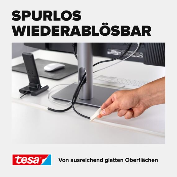 tesa extra Power Removal Repair - reißfestes Gewebeband mit starkem Halt - von Hand einreißbar - spurlos wiederablösbar- 10m x 38mm - Grau