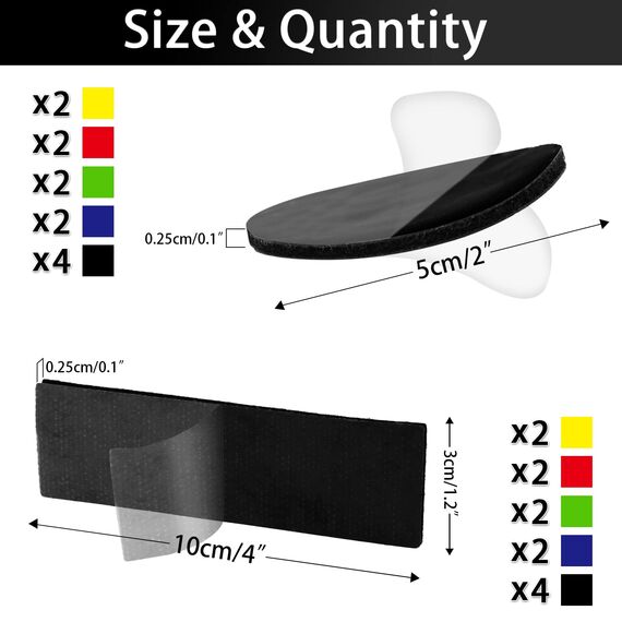 funvce Klettband Selbstklebend 24 Stück, Rund/Rechteck Klettverschluss zum Kleben, Bunt Industrie Doppelseitige Klebepads für filz, Kunststoff, Wände, Metall
