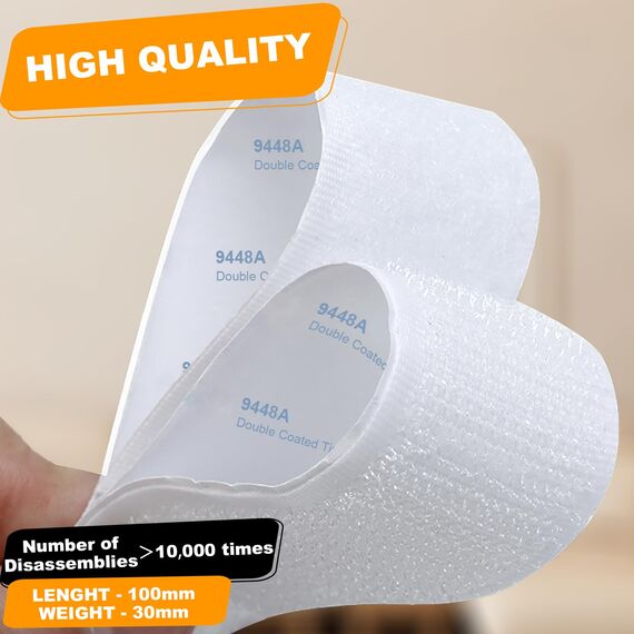 Klettband Selbstklebend Extra Stark, 20 Paare Klebepads Doppelseitig Klettverschluss Selbstklebend Weiß Rechteck 3cm x10 cm Klebepads klett Power Für Die Wohndekoration