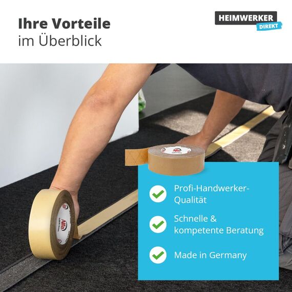 Alfa 6x Sockelleisten Klebeband 30 mm x 50 m doppelseitiges Klebeband mit hoher Anfangs-/Dauerklebkraft zur Montage von Sockelleisten