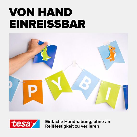 tesa extra Power Removal Repair - reißfestes Gewebeband mit starkem Halt - von Hand einreißbar - spurlos wiederablösbar- 10m x 38mm - Grau