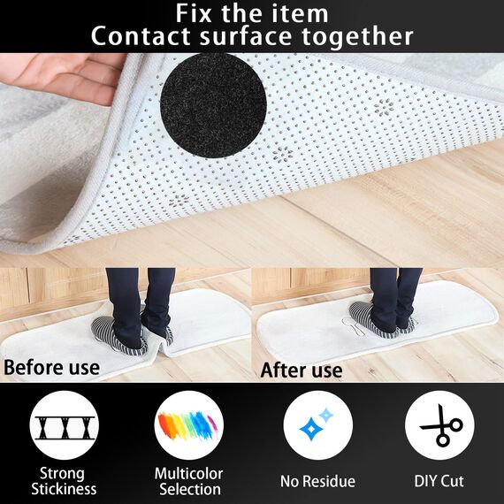 funvce Klettband Selbstklebend 24 Stück, Rund/Rechteck Klettverschluss zum Kleben, Bunt Industrie Doppelseitige Klebepads für filz, Kunststoff, Wände, Metall