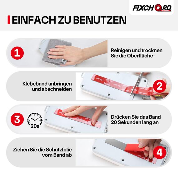 FIXCHORD Doppelseitiges Klebeband Extra Stark, VHB Klebeband, Schaumstoffband, Wasserfestes Montageklebeband für Auto, LED-Lichtband, Heim - und Bürodekoration, Grau (15.4FT×0.78IN)