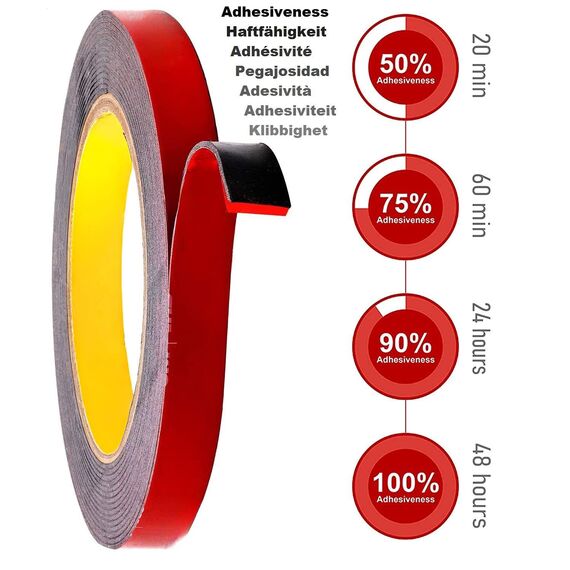 CANOPUS Profi Doppelseitiges Klebeband Extra Stark Schwarz, Wasserfest 5925 Klebeband (10mm x 4,5m) Wasserdicht Montageklebeband, Ideal für LED Streifenlichter, Auto, Innen, Außenbereich