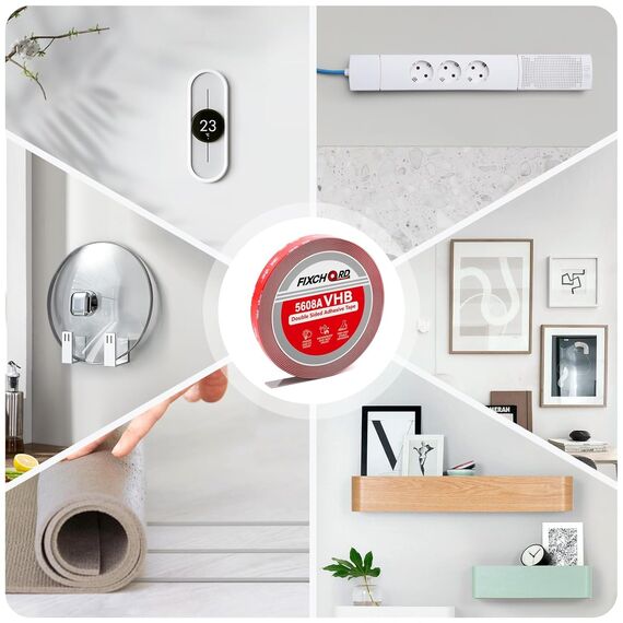 FIXCHORD Doppelseitiges Klebeband Extra Stark, VHB Klebeband, Schaumstoffband, Wasserfestes Montageklebeband für Auto, LED-Lichtband, Heim - und Bürodekoration, Grau (15.4FT×0.59IN)