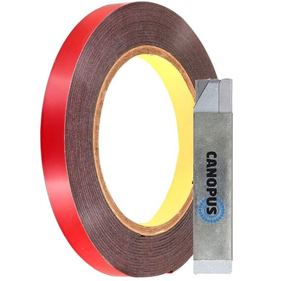 CANOPUS Profi Doppelseitiges Klebeband Extra Stark Schwarz, Wasserfest 5925 Klebeband (10mm x 4,5m) Wasserdicht Montageklebeband, Ideal für LED Streifenlichter, Auto, Innen, Außenbereich