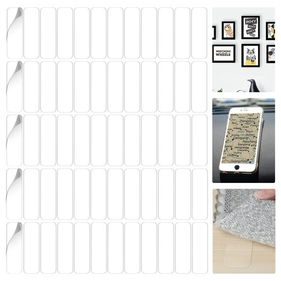 Doppelseitiges Klebeband Extra Stark, 100 Stück Wiederverwendbares Multifunktionales Klebeband Transparent, Klebepads für Teppich, Fliesen, Auto und Küche