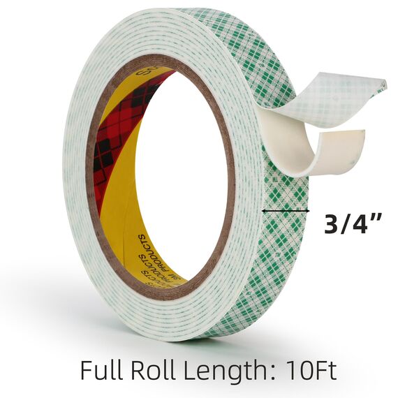 3M Doppelseitiges Schaumstoff Klebeband 19mm x 300cm 1 Rollen Weiß Doppelt Beschichtetes Urethan Polyurethan Band für Kleben Anbringen Montieren Innenbeschilderung Namensschilder