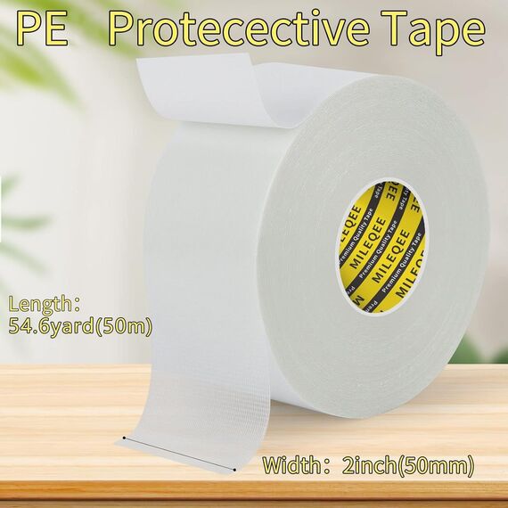 MILEQEE Doppelseitiges Klebeband Extra Stark - 50mm x 50m, dünn, wasserfest für Teppich, Küche, Auto oder Büro