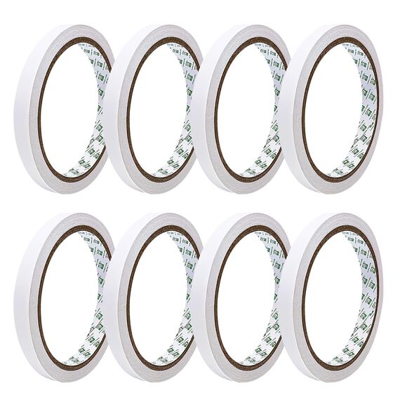 SANLI TAPE Doppelseitiges Klebeband Starke Klebeband Selbstklebeband 8 Stück Stark Papier für Geschenke, Fotos, Dokumente, Tapeten,Büro DIY Handwerk, Bänder, Karten und Boxen (9mm*10m)