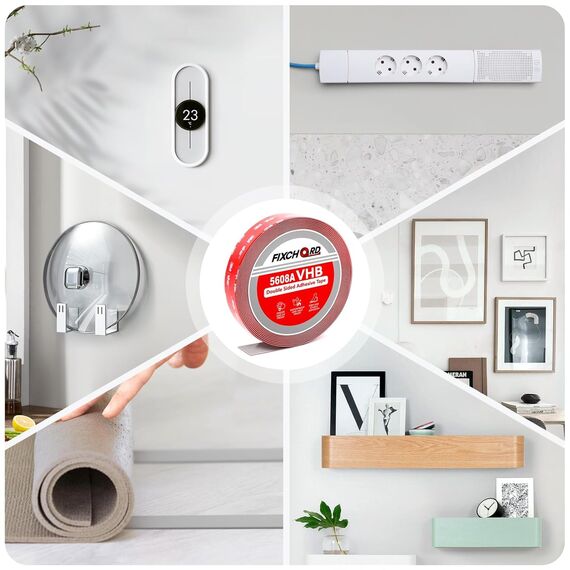 FIXCHORD Doppelseitiges Klebeband Extra Stark, VHB Klebeband, Schaumstoffband, Wasserfestes Montageklebeband für Auto, LED-Lichtband, Heim - und Bürodekoration, Grau (15.4FT×0.78IN)