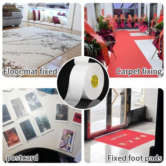 MILEQEE Doppelseitiges Klebeband Extra Stark - 50mm x 50m, dünn, wasserfest für Teppich, Küche, Auto oder Büro