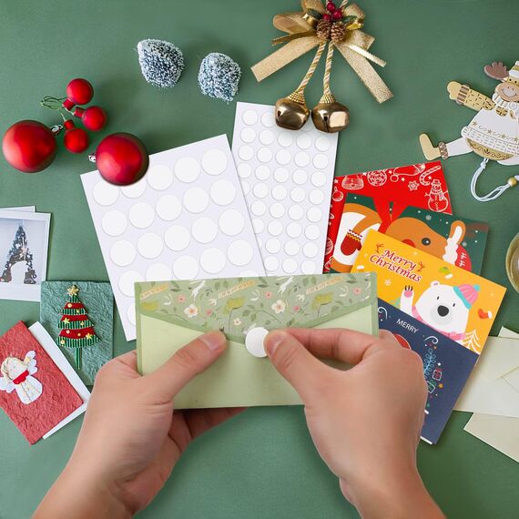 JANYUN Doppelseitige Klebepunkte, 225 Stück Transparente Klebepads 6mm 10mm 20mm Runde Aufkleber Wasserfest für Wand Holz Kunststoff Weihnachtszubehör