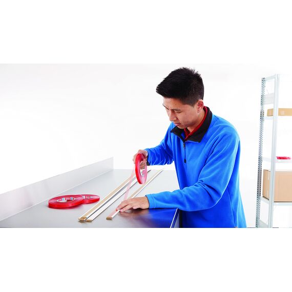 Tesa 4965 Next Gen - Doppelseitiges Klebeband, Hohe Scherfestigkeit und Temperaturbeständigkeit, Hochwertiger Acrylatkleber, Transparent, Biomasse-ausgeglichen