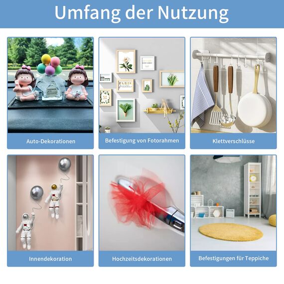 Doppelseitiges Klebeband Extra Stark, 100 Stück Wiederverwendbares Multifunktionales Klebeband Transparent, Klebepads für Teppich, Fliesen, Auto und Küche