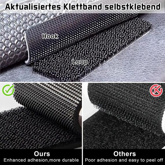 Klettband Selbstklebend Extra Stark, 20 Paare, Aktualisieren Klettverschluss Selbstklebend, Doppelseitige Klettpunkte Klett Selbstklebend, Klettstreifen zum Kleben, Schwarz, 5x5cm