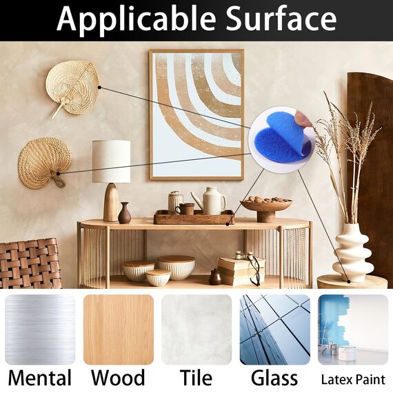 funvce Klettband Selbstklebend 24 Stück, Rund/Rechteck Klettverschluss zum Kleben, Bunt Industrie Doppelseitige Klebepads für filz, Kunststoff, Wände, Metall