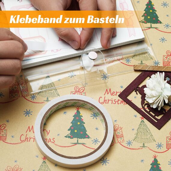 SANLI TAPE Doppelseitiges Klebeband Starke Klebeband Selbstklebeband Stark Papier für Geschenke, Fotos, Dokumente, Tapeten,Büro DIY Handwerk, Bänder, Karten und Boxen (12mm*10m)