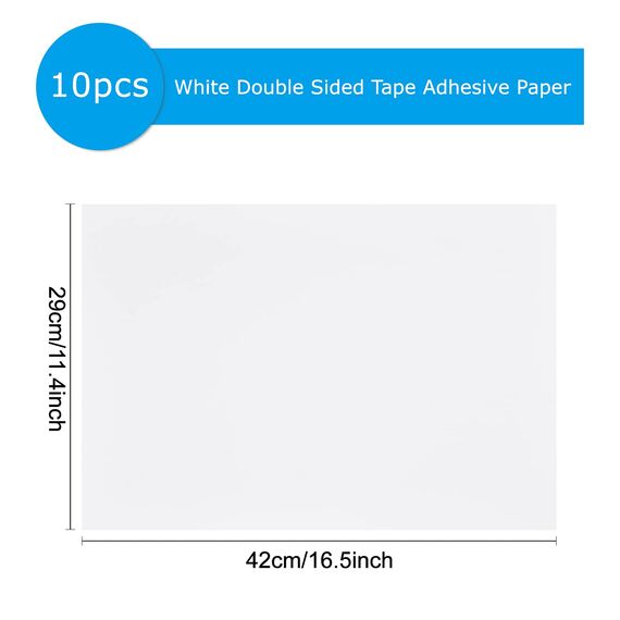 BENECREAT 10 Blatt Doppelseitige Klebeblätter Weißes Selbstklebendes Klebeband Sandwich Schicht Mit Doppeltem Klebeband Für Geschenkpapier Handgefertigte Karte, 42x29 cm