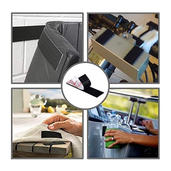 CANOPUS Dual Lock Klettband SJ3550 Klebepad Wasserfest, (25,4mm x 50mm) 16 Stück Kennzeichenhalter, Pilzkopfklettband, Klett, klettband Nummernschild Selbstklebend Extra stark Schwarz