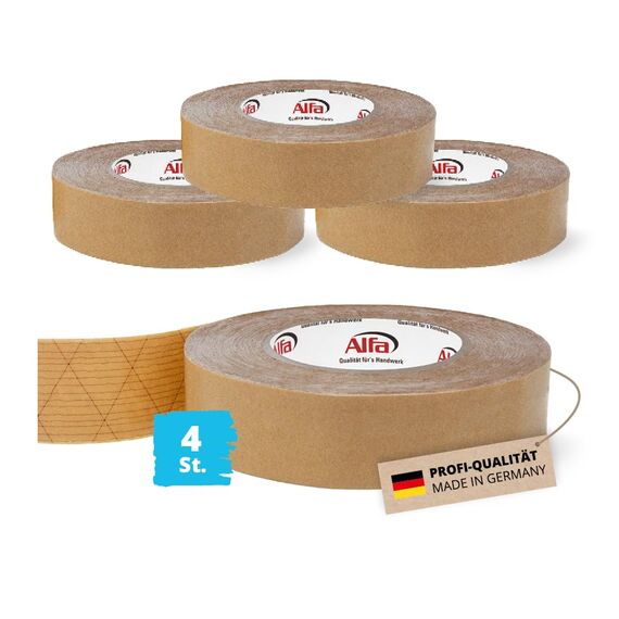 Alfa 4x Sockelleisten Klebeband 30 mm x 50 m doppelseitiges Klebeband mit hoher Anfangs-/Dauerklebkraft zur Montage von Sockelleisten