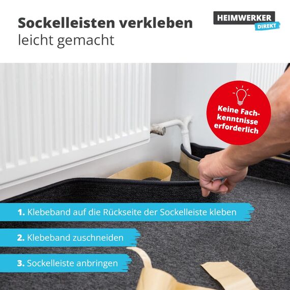 Alfa 1x Sockelleisten Klebeband 40 mm x 50 m doppelseitiges Klebeband mit hoher Anfangs-/Dauerklebkraft zur Montage von Sockelleisten