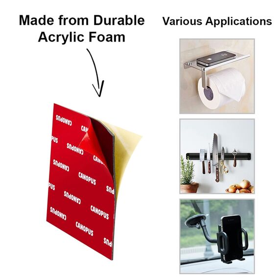 CANOPUS Doppelseitiges Klebepads 8 PCs (50mm - 50mm) 5952 Extra stark, Schwerlast, Klebepads Doppelseitiges für Nummernschildhalterung für KFZ, Wohnkultur, Außenbereich