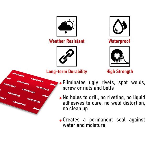 CANOPUS Klebepads, (38mm x38mm) Quadratisches Pad, 8 St, Doppelseitiges Klebepad, Montageklebepad, Klebepads für Automobil, Innen- und Außenbereich