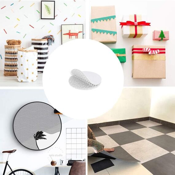 BRAVESHINE 16 Paar Klettband Selbstklebend Rund, 38mm Klettpunkte Klettpads Klettverschluss Selbstklebend Weiß