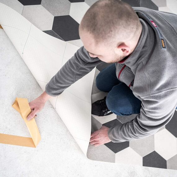 SCLEY 3 Stück Doppelseitiges Klebeband, Teppichbänder Breite 50mm, Länge 5m, Universalklebeband Serie *774*, Gelbe Montageband, Verlegeband für Beläge Fußbodenheizung etc., A0313-740550