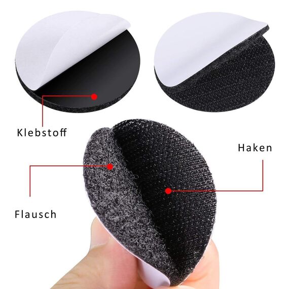 BRAVESHINE 16 Paar Klettband Selbstklebend Rund, Klettverschluss Selbstklebend Extra Stark Ø38mm Schwarz