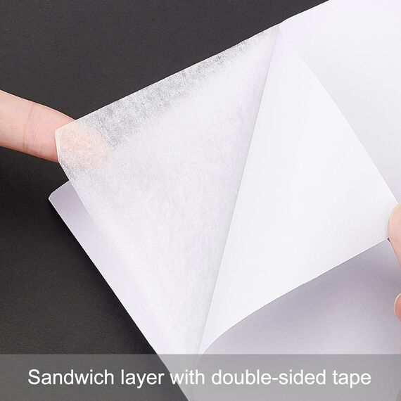 BENECREAT 10 Blatt Doppelseitige Klebeblätter Weißes Selbstklebendes Klebeband Sandwich Schicht Mit Doppeltem Klebeband Für Geschenkpapier Handgefertigte Karte, 42x29 cm