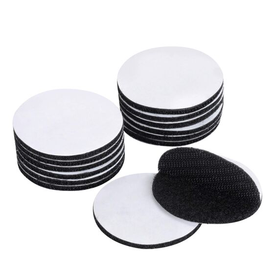 BRAVESHINE 16 Paar Klettband Selbstklebend Extra Stark, 50mm Klett Rund Selbstklebend Klettverschluss, Klebe Klettpunkte Schwarz