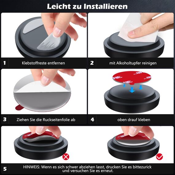 ALAFLY [5 Stück] 3M Doppelseitig Klebrig Klebstoff Ersatzpads für OOONO CO-Driver NO1 / OOONO-NO2, 30mm Runde Hitzebeständig Starke VHB Aufkleber Klebepads für Sonnenblende, Armaturenbrett, Alle Autos
