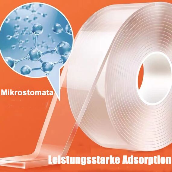 9M Doppelseitiges Klebeband Extra Stark Ablösbar, 1MM*2CM*3M Spurlos, Rutschfest, Wiederverwendbar, Doppelseitig Klebend Nano Klebeband
