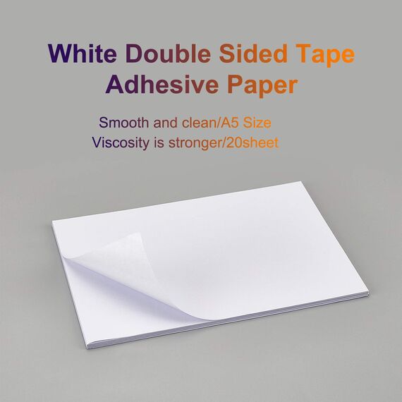 BENECREAT 20 Blatt A5 Doppelseitige Klebeblätter Weißes Selbstklebendes Klebeband Sandwich Schicht Mit Doppelseitenband Für Geschenkpapier Handgefertigte Karte, 21x14.5cm