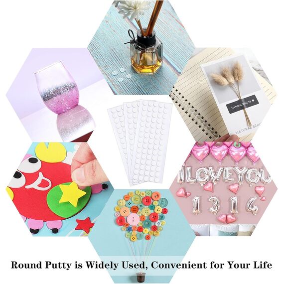 JANYUN 280 Stück doppelseitige Klebepunkte, entfernbar, rund, transparent, klebrig, keine Spuren, wasserfest, kleine Aufkleber für Festival-Dekoration (10 mm)