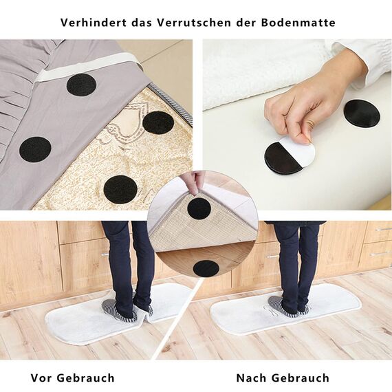 BRAVESHINE 16 Paar Klettband Selbstklebend Extra Stark, 50mm Klett Rund Selbstklebend Klettverschluss, Klebe Klettpunkte Schwarz